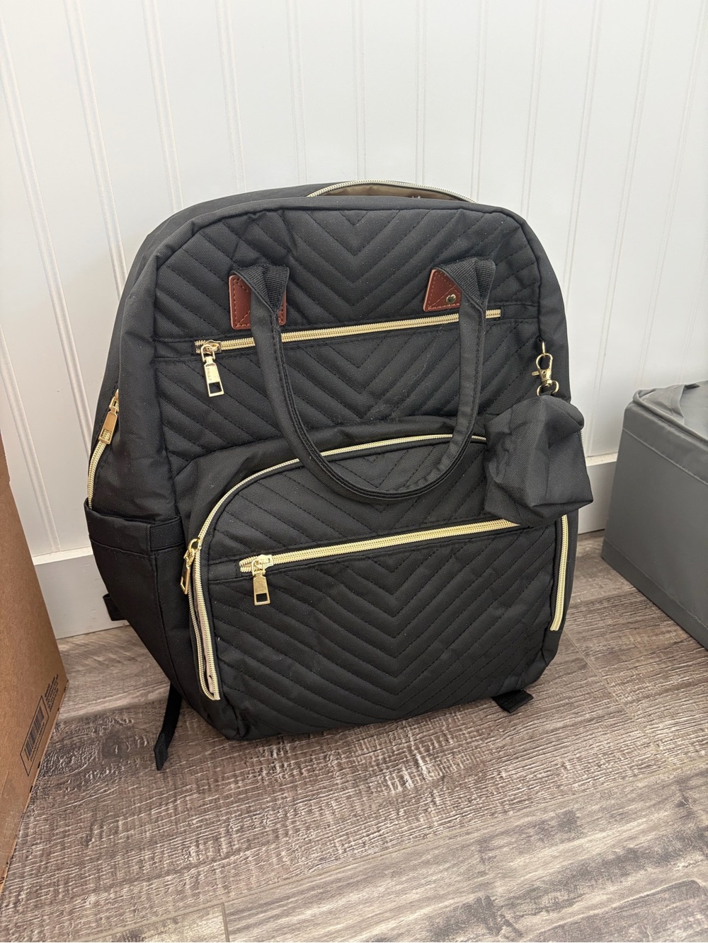 Brand new Black Quilted diaper backpack